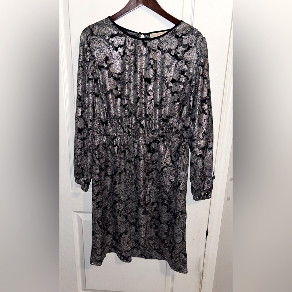 Michael Kors black and silver paisley plus size dress